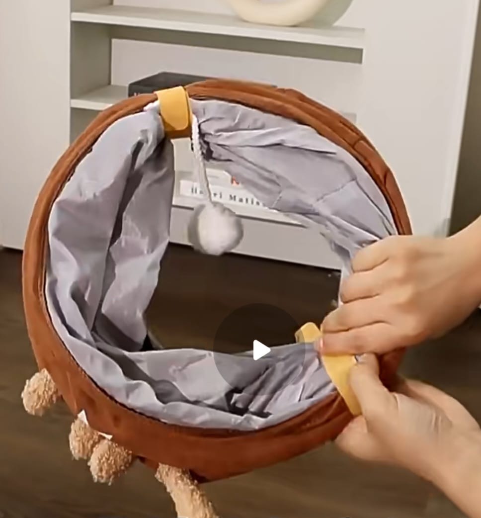 Cat Tunnel For Indoor Cats Collapsible Kitty Tunnel With Plush Ball Easy To Clean Cat Supplies